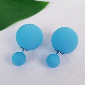 Double Sided Rubber Ball Stud Earrings 2 in One